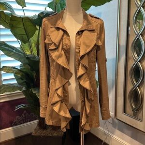 Stylish Tan Ruffle Jacket